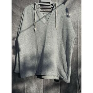 Lou & Grey Oversized Soft Lt Gray/Wt Pullover Hoodie Comfy Relaxed PREOWNED‎ EUC